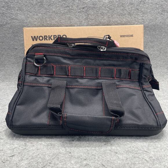 WORKPRO 16-inch Heavy Duty Zipper Tool Bag Wide Mouth Storage Carrying Work Tote - Picture 2 of 9